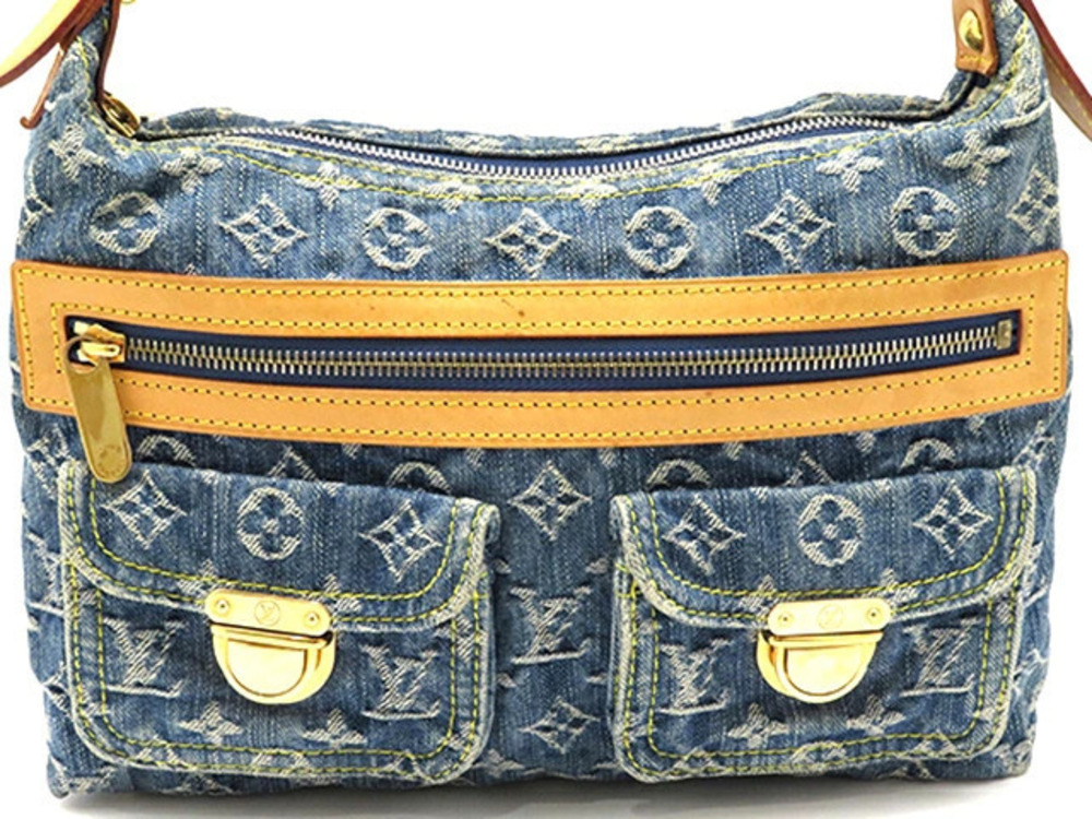 LOUIS VUITTON Baggy Shoulder Bag Monogram Denim Blue